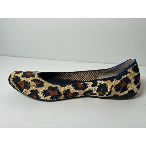 Rothy's The Square Big Cat Ballet Flats Slip On Animal Print Tan Womens Size 11 - Picture 3 of 10